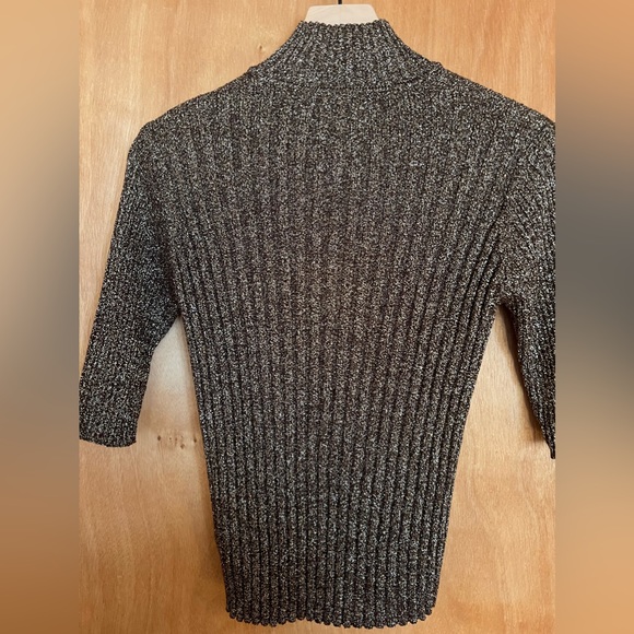 NWOT GANNI ribbed mock neck gold lurex sweater size medium - Picture 5 of 6
